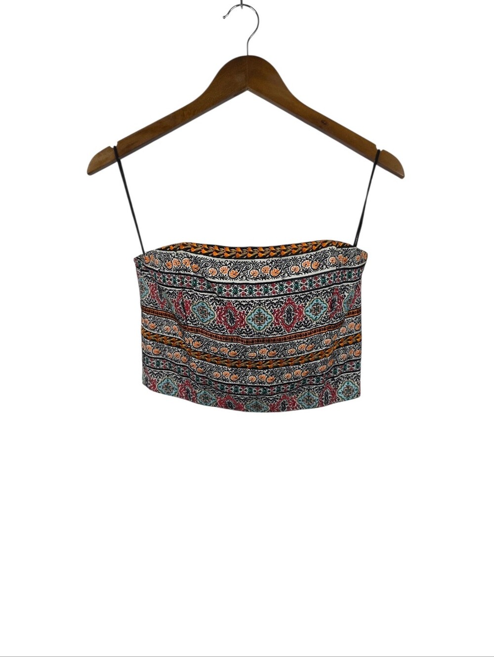 Alice + Olivia Ceresi Embroidered‎ Smocked Bandeau Crop Top Boho Festival Size 8